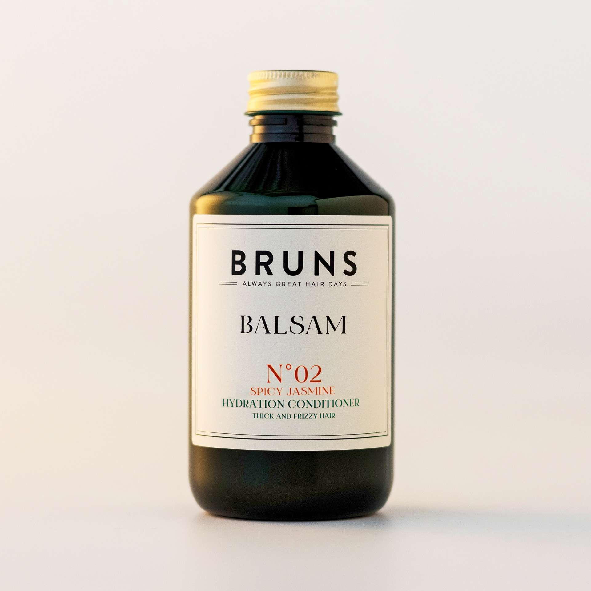 Bruns Balsam No 02 Spicy Jasmine, hydraterende conditioner voor dik en pluizend haar, fles van 300 ml