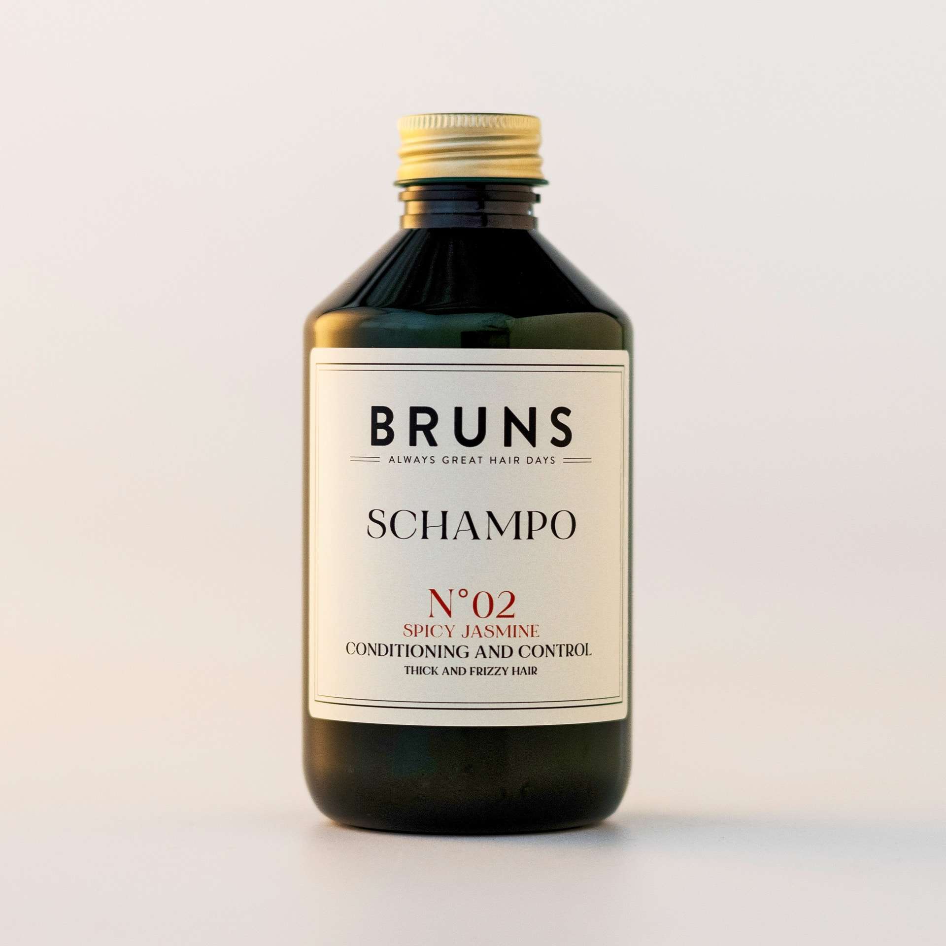 Bruns Shampoo No 02 Spicy Jasmine, verzorgende shampoo voor dik en pluizend haar, fles van 300 ml